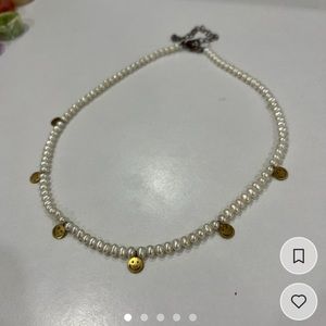 Handmade Pearl and gold Smiley face necklace😊